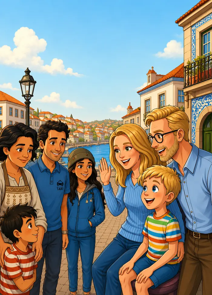 Learning Portuguese animated family